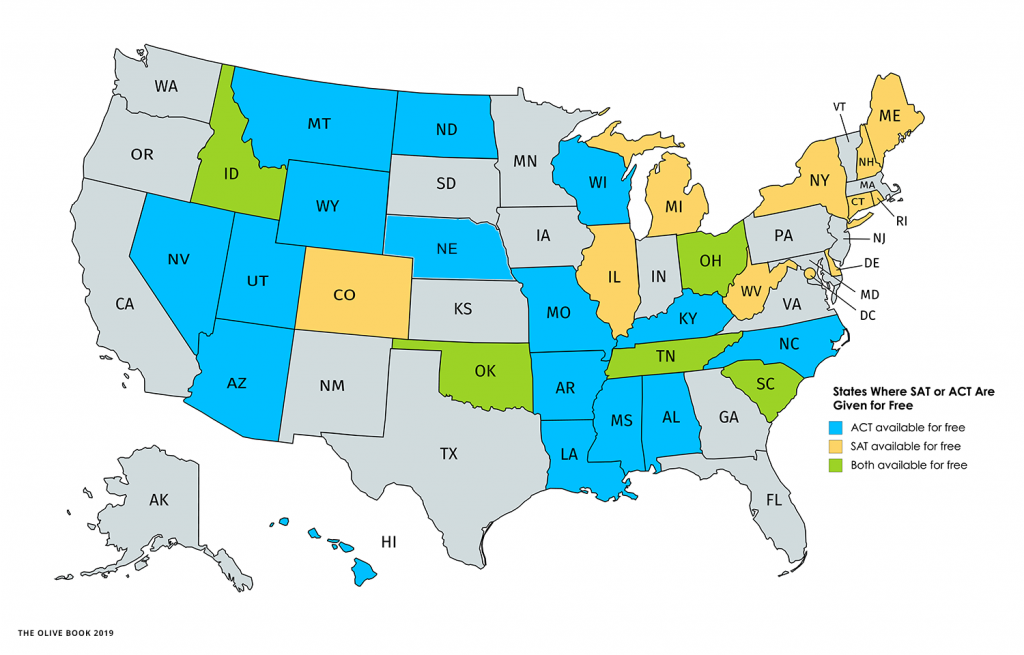 map of free act sat by state