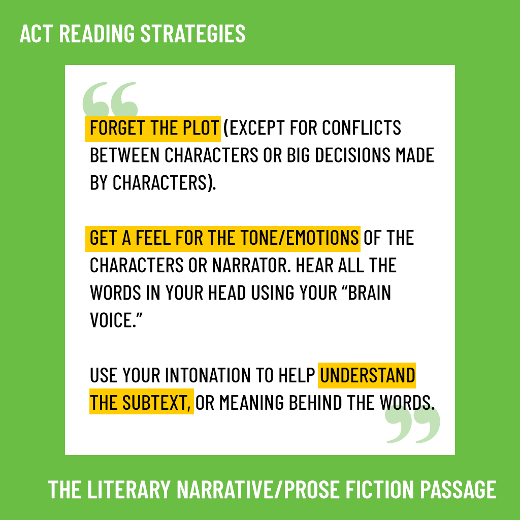 act Literary Narrative/Prose Fiction Passage strategies
